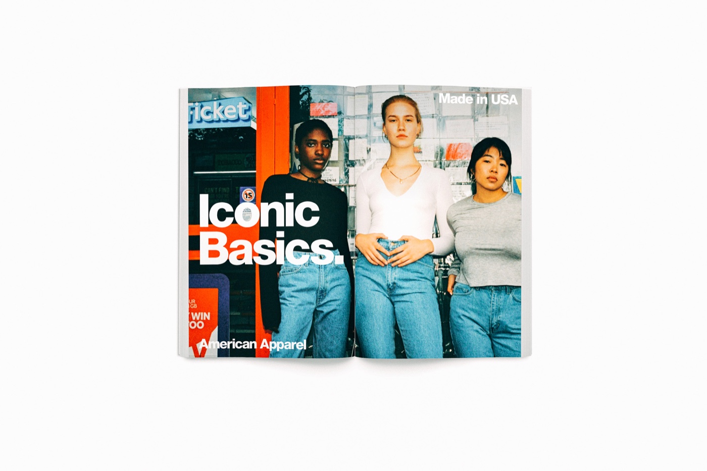 American Apparel Iconic Basics campaign with three women