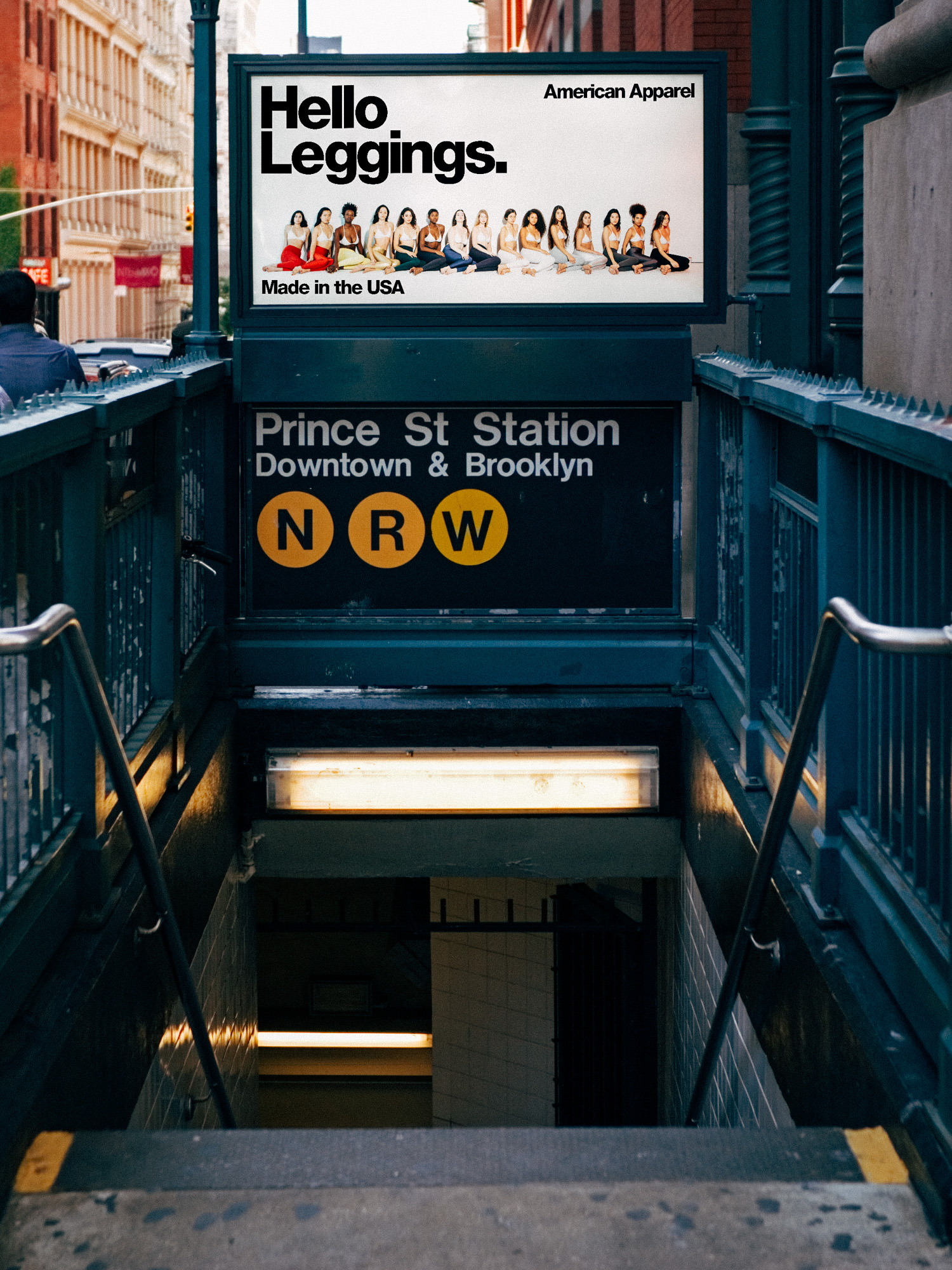 American Apparel Hello Leggings campaign at the Prince Street subway entrance