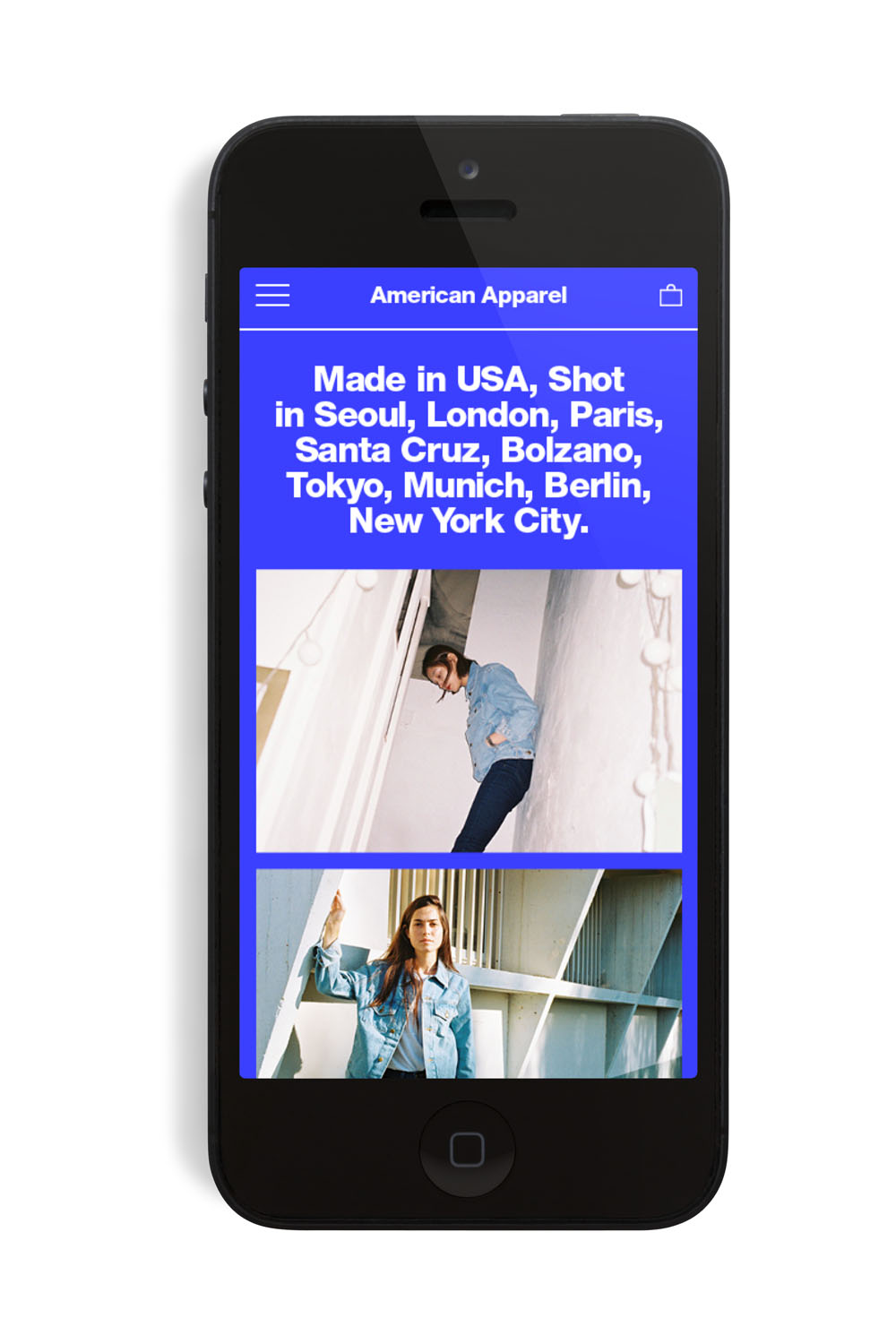 American Apparel Made platform mobile experience