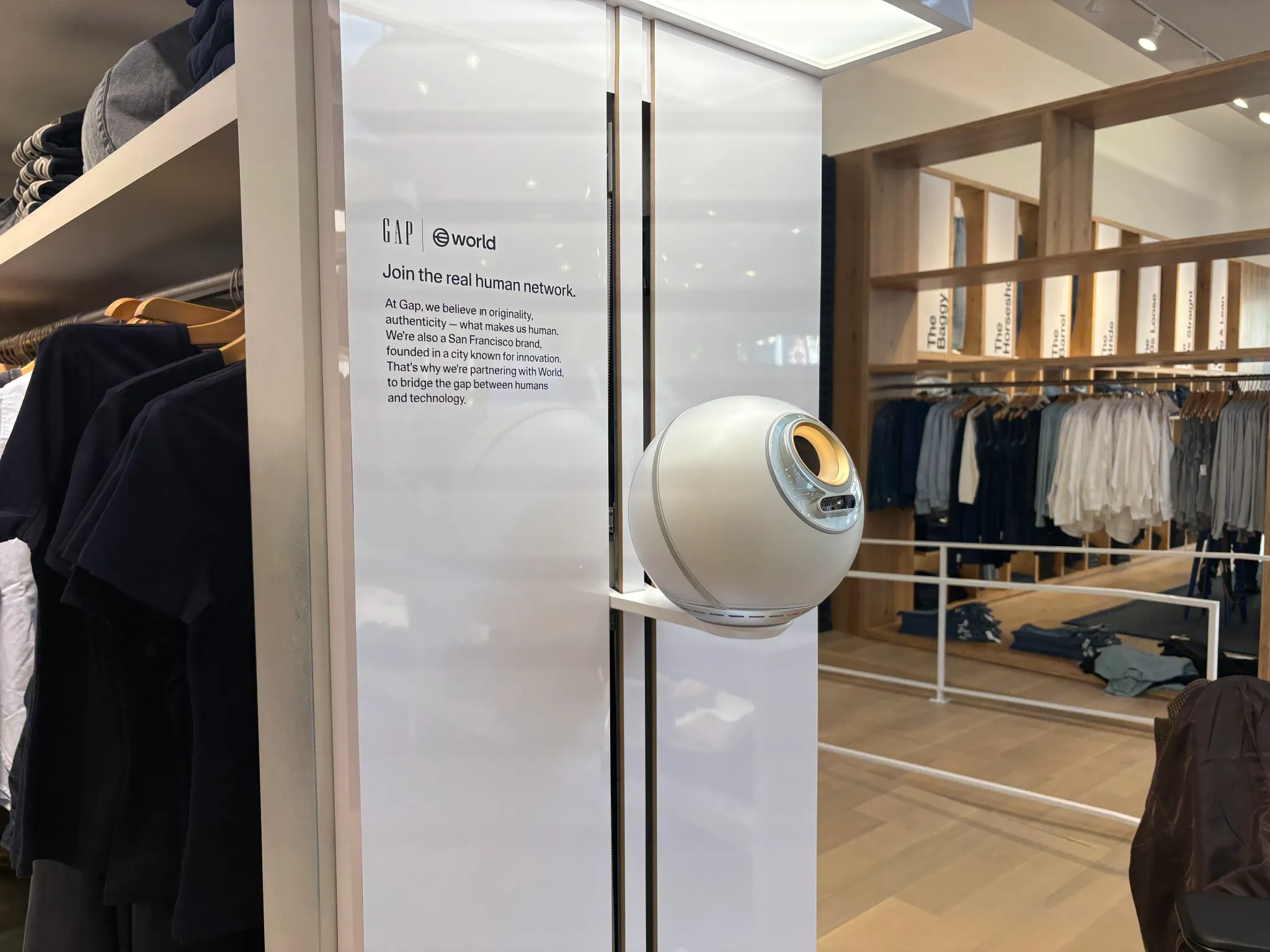A World Orb inside a Gap store